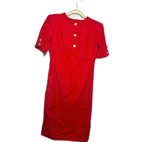 Valentino Miss V Dress Women's Size 8 Red Vintage Wool Midi Length Office Work - Picture 1 of 8